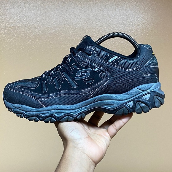 Skechers After Burn Memory Fit Black / Charcoal Size 10 Extra Wide - Picture 8 of 17